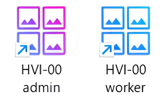 <strong>設定と検査は別のアイコン</strong><br>設定編集は「admin」で<br>実運用の検査は「worker」で起動して誤操作防止！